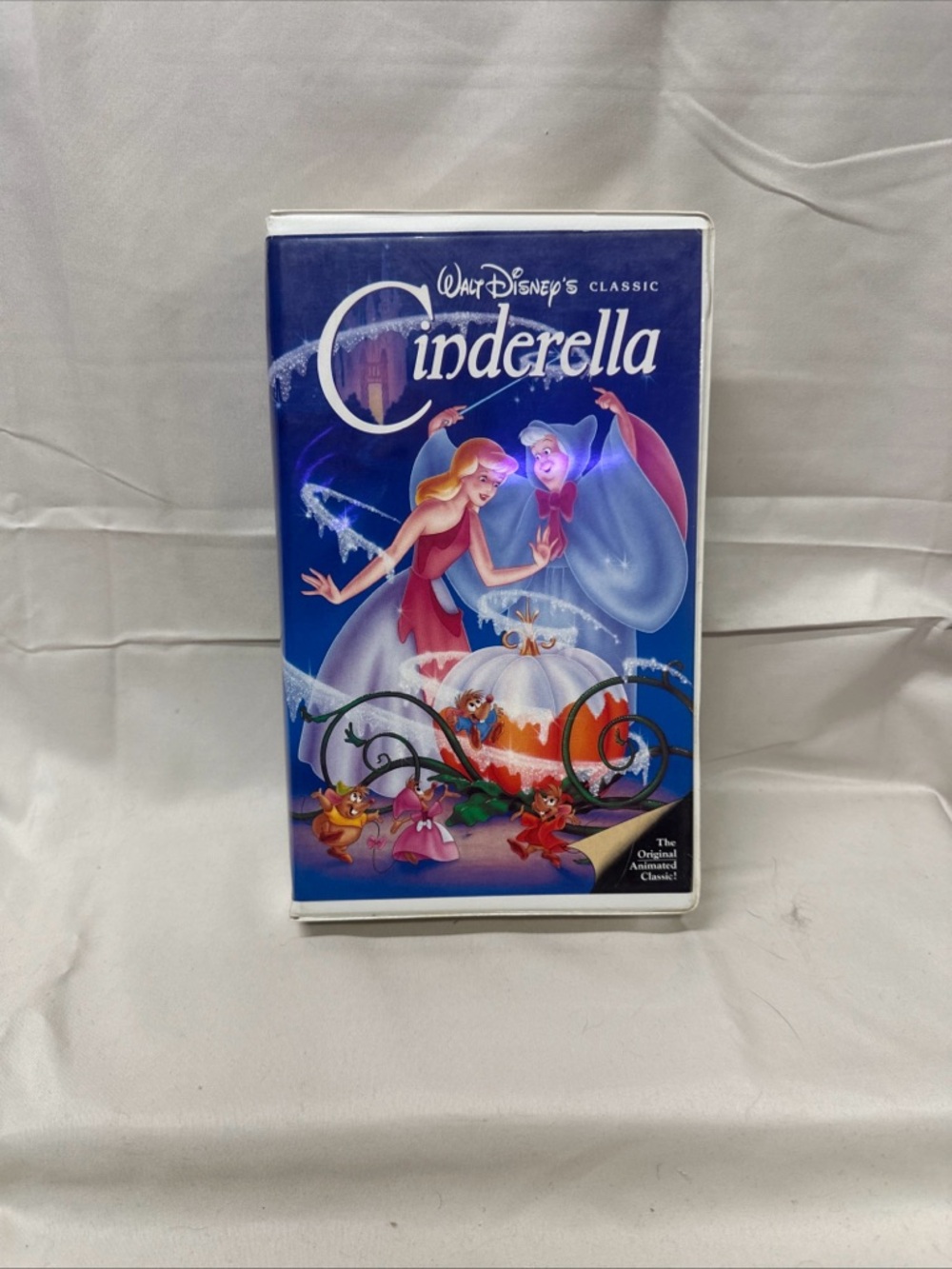 Disney Cinderella VHS Cover - Blue with Pink and White Accents